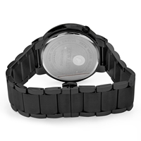 Montre à quartz pour homme avec fenêtre de date, cadran bleu brossé vertical, boîtier coussin multiface et bracelet en acier