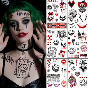 Autocollant de tatouage de la série Joker, imperméable, temporaire, pour le visage, pour maquillage de fête d'Halloween - Product Image 3