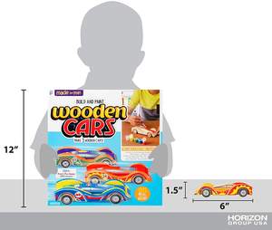 Migliore vendita auto in legno multicolore Kit artigianale in legno fai-da-te vernice 3 auto da corsa - Product Image 4