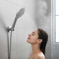 Douche à main ronde chromée moderne, 3 modes, durable, de qualité supérieure, avec installation facile pour salle de bain