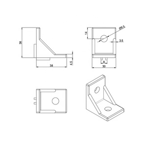 1008 30*40 3040A Support d'angle intérieur métallique à 2 trous M8, support d'angle en fer à 90 degrés pour montage mural, pour profilé en aluminium - Product Image 5