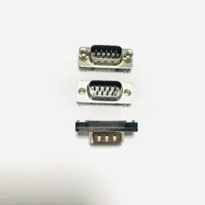 Asiento macho DB9pin ultrafino, ángulo recto de 90 grados, Conector de placa soldada de 1,0mm, conector de D-SUB