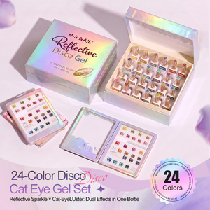 Juego de Esmaltes de Uñas de Gel Ojo de Gato, 24 Colores, Efecto Disco, Magnético, Súper Brillante y Reflectante, en Caja - Product Image 2