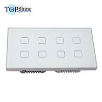 Interrupteur tactile intelligent Wifi Tuya App 8 gang de 147 mm x 86 mm nouvellement développé par Topshine, compatible avec Alexa et Google Home