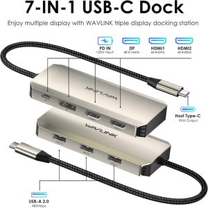 Station d'accueil universelle pour ordinateur portable Wavlink, station d'accueil triple 4K WAVLINK, 100W PD, 3 ports USB-A 2.0, Wavlink WL-UMD308L - Product Image 2