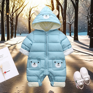 Nouveaux Combinaisons d'hiver à capuche pour bébés pandas 2026, en coton épais et élasthanne, chaudes, avec fermeture éclair, unisexe, pour nourrissons et tout-petits - Product Image 2