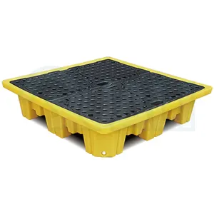 4 Barrels Plastic Anti-Spill Pallet Special For Chemical Plants 4 Way Entry Forklift Spill Pallet