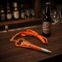 Prêt à expédier, ouvre-bouteille de bière en forme de stylo à bille en plastique avec lanière