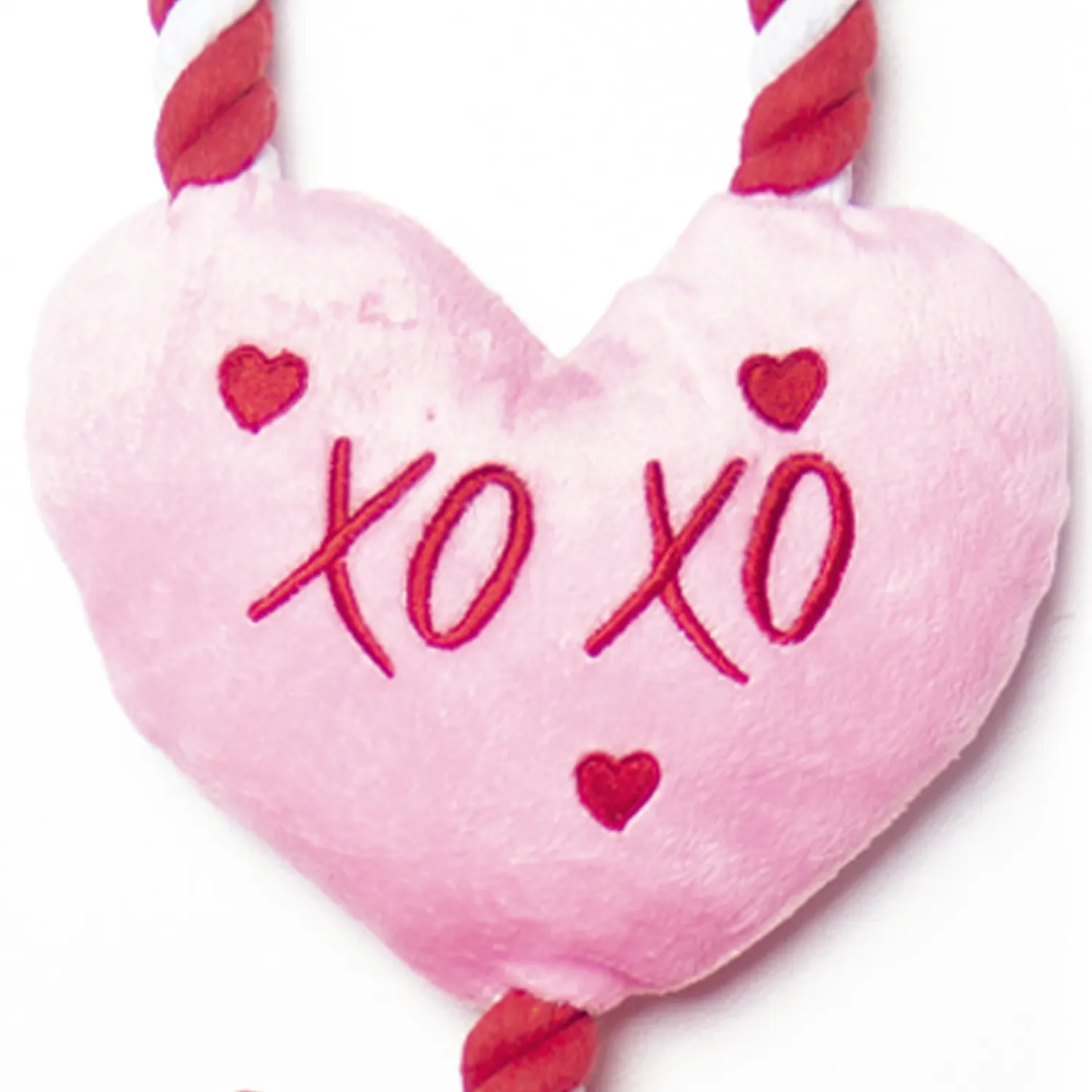 2024 베스트 하이 퀄리티 새로운 디자인 씹는 발렌타인 데이 하트에 ROPE "XOXO" 레드/핑크 + 봉제 장난감 사용자 정의