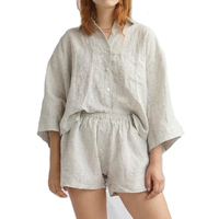 Ensemble de pyjamas en lin pur français, certifié OEKO Standard 100, uni, thermique, respirant, grande taille, lavé à la pierre