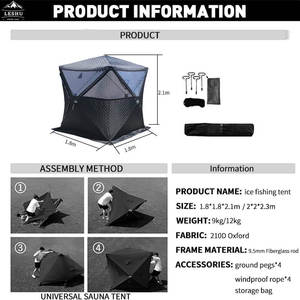 Tienda de Sauna aislada Hexagonal portátil para exteriores Refugio térmico de pesca en hielo emergente para acampar móvil - Product Image 3
