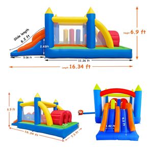 Parcours d'obstacles gonflable pour enfants Playwork, avec toboggans doubles et tunnels de ramassage, facile à monter, 196X86.6X82.7 - Product Image 3