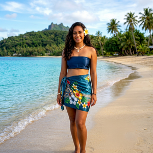 Paréo Hawaïen Sarong Tissé Polynésien Léger et Doux à Motifs Floraux, Cache-maillot de Plage Tropical, Vêtement d'Été pour Garçons OEM - Product Image 1