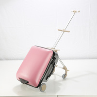 Valise à roulettes 2-en-1 pour enfants 20 pouces avec siège enfant, bagage de voyage, poussette bébé, chariot étudiant, boîte à jouets