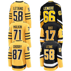 Maillot de hockey sur glace des Penguins de Pittsburgh 2024, brodé et cousu, vêtements de sport avec logos # 87 <span class=keywords><strong>Sidney</strong></span> # 71 Malkin # 66 # 58 - Product Image 1