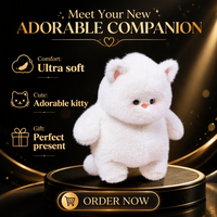 Boneka Kucing Gemuk Lucu, Mainan Hewan Isi Kapas PP, Warna Putih Hitam Abu-abu, untuk Hadiah