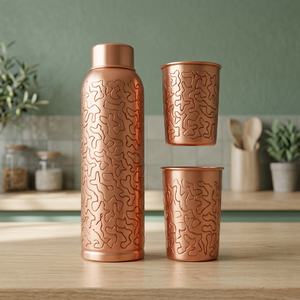 Ensemble de bouteilles d'eau isothermes en cuivre martelé à double paroi, écologiques, avec logo personnalisé, idées cadeaux, style moderne, pour le bureau et la maison - Product Image 1