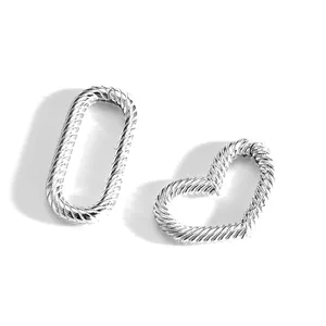 低价地段S925纯银DIY配件长方形心形手链项链饰品扣