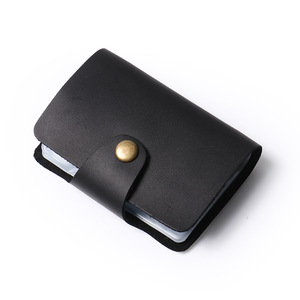 Tarjetero de cuero granulado negro para hombre con cierre a presión |   Fabricación Personalizada OEM/ODM para Marcas Minimalistas y Empresariales - Product Image 1