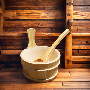 木製サウナスパアクセサリー-サウナルーム用のバケツとスプーン - Product Image 2