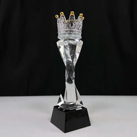 Trophée de cristal d'événement en forme de couronne transparente en cristal personnalisé personnalisé