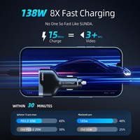 Pengisi Daya Cepat 138W Tipe C USB untuk Mobil 12-24V QC18W PD30W PD100W Multi-Protokol Pengisian Cepat Grosir Pabrik Kustomisasi