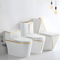WC en céramique monobloc populaire, cuvette de toilette en porcelaine pour salle de bain