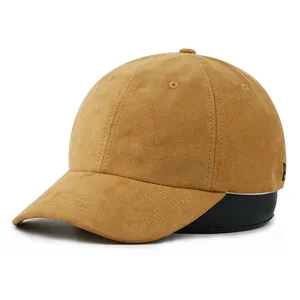 Qianzun Make Your Own Custom Logo Private Label Curved Brim Baseball Cap Plain Suede Baseball 6 Panel Dad Hats