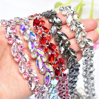 Vente flash : Chaîne de diamants en cristal œil de cheval de 1,5 cm de large, décorations DIY, à coudre, cristal dense, diamant en verre, accessoires pour vêtements et chaussures