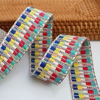 38MM Coloré Zig Zag Ethrique Coton Jacquard Ruban Sangle pour Vêtements Sac À Dos Décoratif DIY Accessoires De Couture