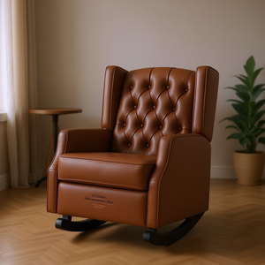 Sillón mecedora tradicional DB con respaldo capitoné, de ratán, moderno, para sala de estar u oficina en casa - Product Image 2