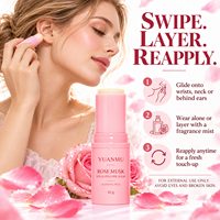 Baume de parfum solide Rose Musc Marque Blanche Sans Alcool, Parfum de Poche avec Huile de Jojoba, Beurre de Karité et Vitamine E