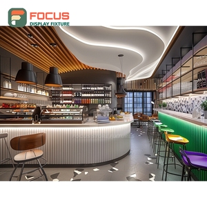 Modern Coffee Display Cabinet Glass Front Merchandise <b>Shelf</b> Matte Wood Cafe Display Cabinet - Product Image 6