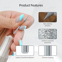 HYTOOS Forets à ongles diamantés à bourgeons pointus Chrome Pro Russian Cuticle Bit pour perceuses Nettoyeur de peau morte Outil de pré-traitement des ongles