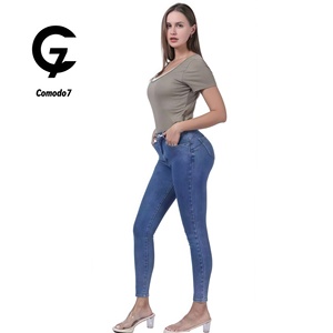 comodo7 Personality Street Trend Denim Trousers of Women Wholesale Ladies Stretch High Waist Ripped <b>Jeans</b> for Women - Product Image 1