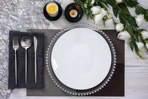 Clear Sier 13 Inch Classic Bronzing Eco Friendly Square Dinner Party <b>Charger</b> Plates for Wedding and Cosmetic Use - Product Image 2