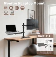 Bras de moniteur double réglable de haute qualité, bras de moniteur lcd avec adaptateur d'ordinateur portable