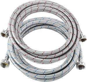 Manguera de Entrada para Lavadora de Agua Fría y Caliente, de Acero Inoxidable 304, Manual, Paquete de 2, Trenzada, para Uso en Exteriores y Hoteles - Product Image 1