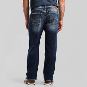 Jeans pour hommes tricotés à taille moyenne pour l'hiver vintage personnalisés Jeans pour hommes délavés en bleu stretch droit brodé poches <span class=keywords><strong>arrière</strong></span> en vrac - Product Image 4