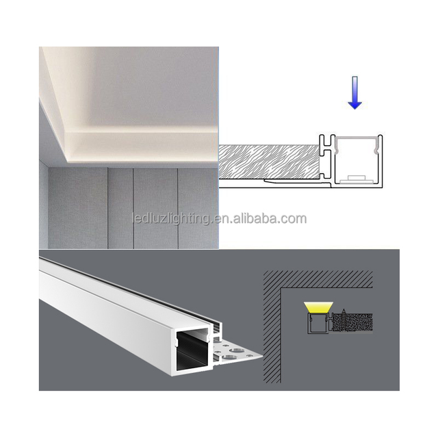 Drywall Recessed Aluminum LED Profile with PC Diffuser for Suspended Ceiling Aluminum Extrusion Gypsum LED Channel Strip Light