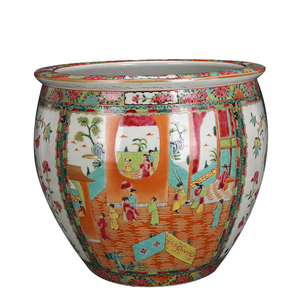 Jardinière chinoise antique peinte à la main en famille rose à vendre, pots à fleurs et jardinières, pots inférieurs, pot à fleurs en céramique de Jingdezhen - Product Image 1