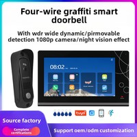 Vente chaude quatre lignes Graffiti 7 pouces WiFi vidéo sonnette 1080P Vision nocturne grand angle WDR PIR interphone bidirectionnel transfrontalier