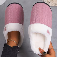 Chaussons d'intérieur/extérieur chauds pour femmes, en tricot à bout ouvert, imperméables, avec semelle EVA, faciles à enfiler