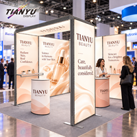Stand d'exposition modulaire en tissu SEG 3x3 6x6, double mode (éclairé/non éclairé), avec étagères de présentation pour salon professionnel