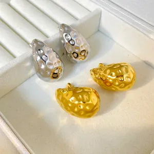 fashion jewelry 2024 Water Drop Earring 18K PVD Gold Silver Plated Stainless Steel Lava Irregular Teardrop Earring For Women