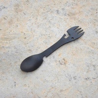 AJOTEQPT Outil multifonctionnel 5-en-1 en acier inoxydable pour le camping en plein air, la survie et l'EDC, fourchette, couteau, cuillère, ouvre-bouteille/ouvre-boîte