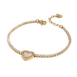 Nueva Pulsera de Cadena con Corazón de Circonia Brillante, Chapada en Oro de 18K, de Acero Inoxidable, Joyería para Mujer - Product Image 1