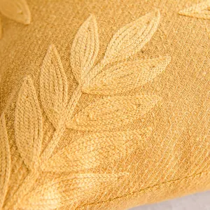 酒店家居装饰精美小麦刺绣抱枕套柔软100% 涤纶面料靠垫套
