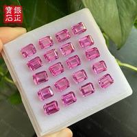 Laborgezüchtete rosa Saphir-Edelsteine, Smaragdschliff, 2x4-12x16mm, achteckiger Stufenschliff, synthetischer Saphir, Großhandel für Schmuck