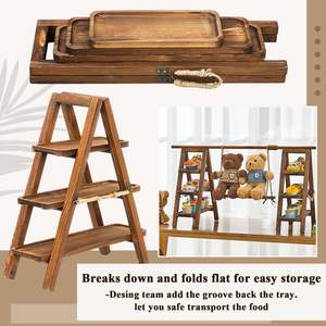 מתלה לאחסון שולחן מעץ מלא אגוז מעמד תצוגת כוס תה פשוט עבור ערכת תה סינית חדשה מחזיקי אחסון ומדפים ביתיים - Product Image 5